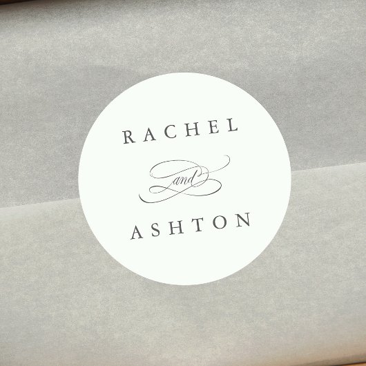 Sticker Rond Pale Green Simple Mariage élégant