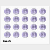 Sticker Rond Pale Lavender Silver Glittery Foil 21e anniversair (Feuille)