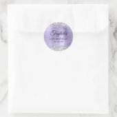 Sticker Rond Pale Lavender Silver Glittery Foil 21e anniversair (Sac)