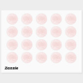 Sticker Rond Pale Pink Grunge with Name and Chrysanthemums (Feuille)
