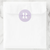 Sticker Rond Pale Purple Nom de script Bold Monogramme (Sac)