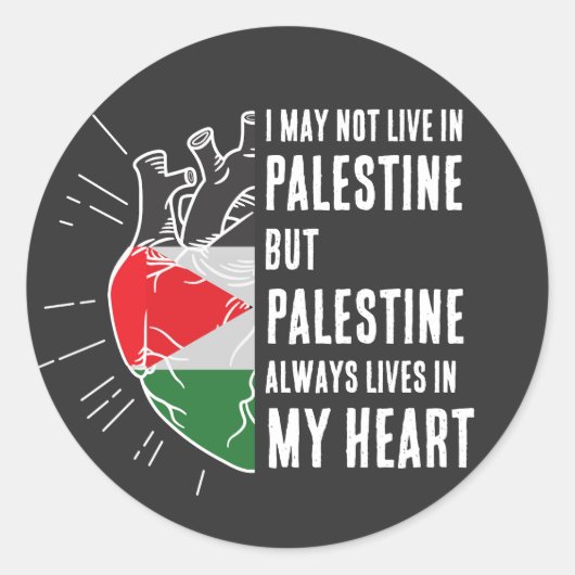 Sticker Rond Palestine Drapeau Coeur humain (Devant)
