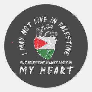 Sticker Rond Palestine Drapeau Coeur humain T-shirt