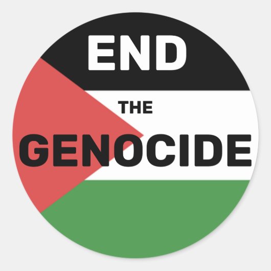 STICKER ROND PALESTINE LIBRE FIN GÉNOCIDE DRAPEAU ROUGE VERT (Devant)