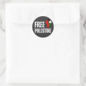 Sticker Rond PALESTINE LIBRE MAINS noir (Sac)