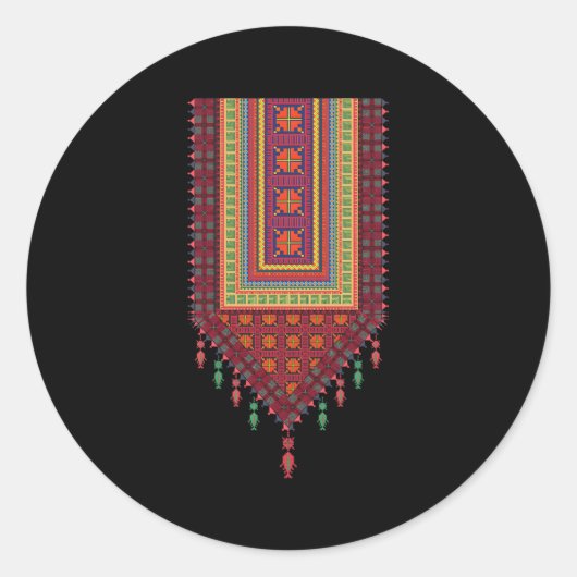 Sticker Rond Palestine Tatreez (Devant)