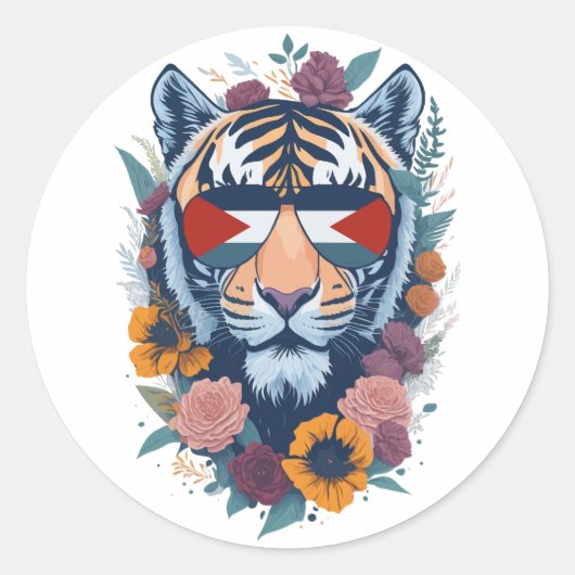 Sticker Rond Palestinian tiger - Palestine FLAG  (Devant)