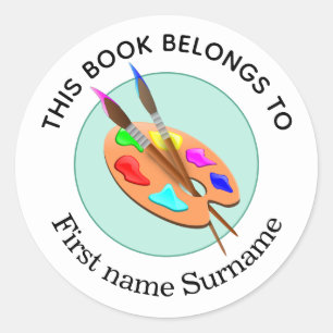 Sticker Rond Palette d'artiste Ce livre appartient à Personnali