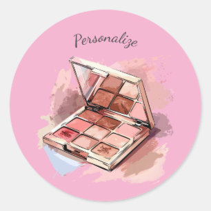Sticker Rond Palette de Maquillage Cosmétique Rose Fard Rose Pe