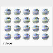 Sticker Rond Palm Beach Mariage Thème Enveloppe Phoques Étiquet (Feuille)