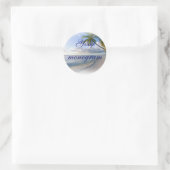 Sticker Rond Palm Beach Mariage Thème Enveloppe Phoques Étiquet (Sac)