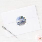Sticker Rond Palm Beach Mariage Thème Enveloppe Phoques Étiquet (Enveloppe)
