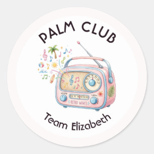 Sticker Rond Palm Club Radio Rétro Palm Springs Enterrement de