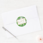 Sticker Rond Palm de verdure tropicale Feuille Merci Favoriser (Enveloppe)