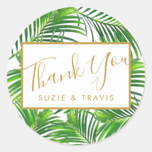 Sticker Rond Palm de verdure tropicale Feuille Merci Favoriser