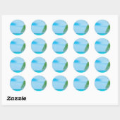 Sticker Rond Palm Feuilles Blue Sky Mer Nuages Blank Modèle (Feuille)
