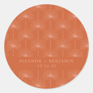 Sticker Rond Palm Leaf Botanique Brûlé Orange Mariage Personnal