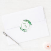 Sticker Rond Palm Leaf Emerald Green Parties scintillant Mariag (Enveloppe)