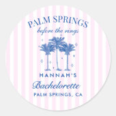 Sticker Rond Palm Springs avant les bagues Blue Bachelorette (Devant)