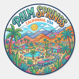 Sticker Rond Palm Springs Californie
