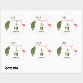 Sticker Rond Palm Springs Dernière Flamingle Bachelorette Party (Feuille)