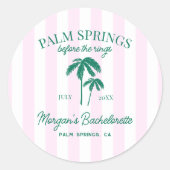 Sticker Rond Palm Springs Enterrement de Vie de Jeune Fille (Devant)