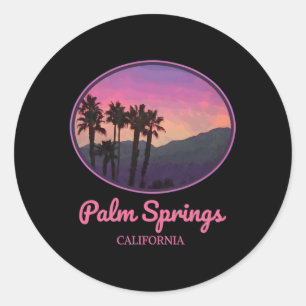Sticker Rond Palm Springs Style Californie