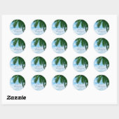 Sticker Rond Palm Tree Beach Destination Tropicale Mariage (Feuille)