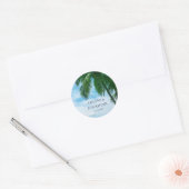 Sticker Rond Palm Tree Beach Destination Tropicale Mariage (Enveloppe)