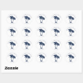 Sticker Rond Palm Tree Beach Mariage nautique Marine (Feuille)