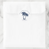 Sticker Rond Palm Tree Beach Mariage nautique Marine (Sac)