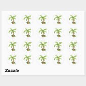Sticker Rond Palm Tree Beach Tropical et Ile Vibes (Feuille)