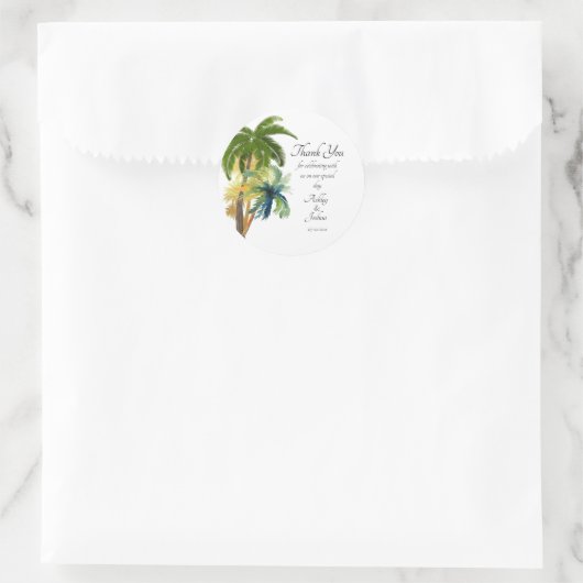Sticker Rond Palm Tree Beach Wedding (Sac)