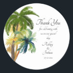 Sticker Rond Palm Tree Beach Wedding<br><div class="desc">J'espère que vous apprécierez ce grand Sticker rond Mariage classique avec ces magnifiques palmiers sur eux. Vous pouvez CHANGER TOUTES LES INFORMATIONS PERSONNELLES sur les Stickers ronds classiques pour répondre à vos besoins. Profitez-en ! https://www.zazzle.com/store/dazzlingpaperitems</div>
