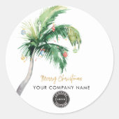 Sticker Rond Palm Tree Business Logo de Noël Employé Swag (Devant)