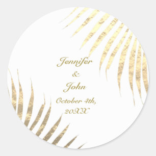 Sticker Rond Palm Tree Foliage Gold Foil Feuilles Mariage tenda