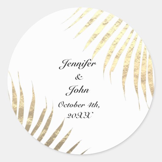 Sticker Rond Palm Tree Foliage Gold Foil Feuilles Mariages 2022 (Devant)