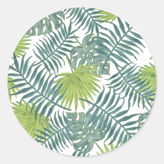 Sticker Rond Palm Tree Fronds Peinture hawaïenne (Devant)