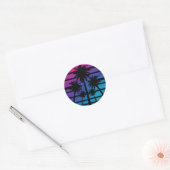 Sticker Rond Palm Tree Hawaiian Beach Vacances été (Enveloppe)