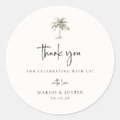 Sticker Rond Palm Tree Merci mariage Faveur (Devant)