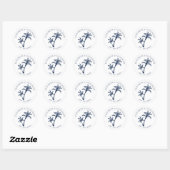 Sticker Rond Palm Tree Plage tropicale Mariage Marine Bleu (Feuille)