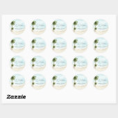 Sticker Rond Palm Trees Beach Destination Mariage Bienvenue (Feuille)