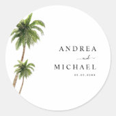 Sticker Rond Palm Trees Plage tropicale Destination Mariage (Devant)