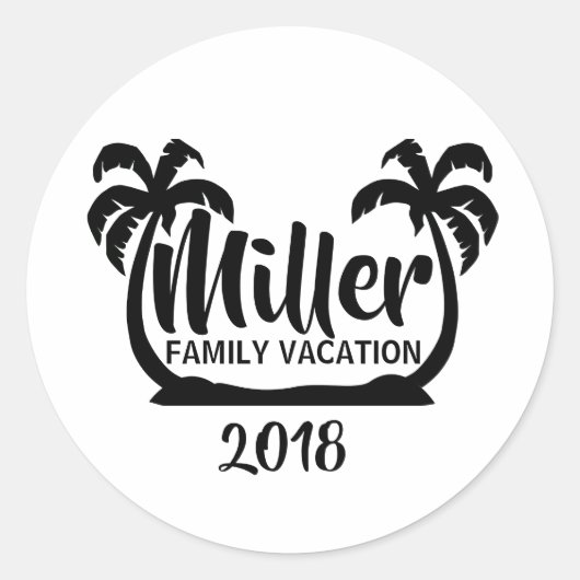 Sticker Rond Palm Trees Vacances en famille (Devant)