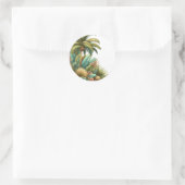 Sticker Rond Palm Tropical D'Été Et Feuille (Sac)