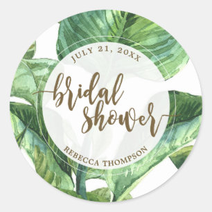 Sticker Rond palme de douche nuptiale feuille tropicale