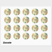 Sticker Rond Palme Tropique Moderne Monogramme Script Gold Foil (Feuille)
