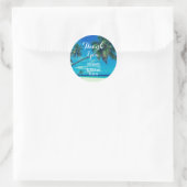 Sticker Rond Palmes de coco pittoresques Merci Mariage (Sac)