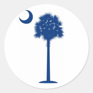 Sticker Rond Palmetto bleu de Caroline du Sud et croissant