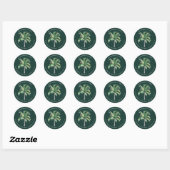 Sticker Rond Palmier Adresse de Retour pour Noël au Bord de la (Feuille)